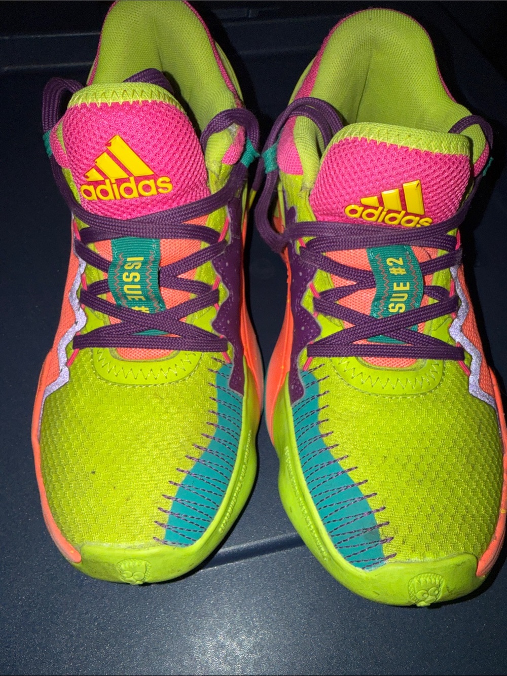 adidas D.ON. Issue #2 Donovan Mitchell kids  Neon Athletic Sneakers| size 4
